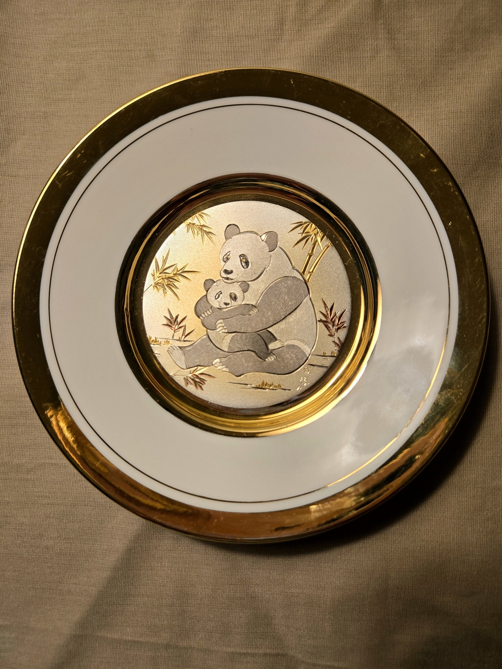 Dynasty Gallery Original Chokin Collection Panda Plate